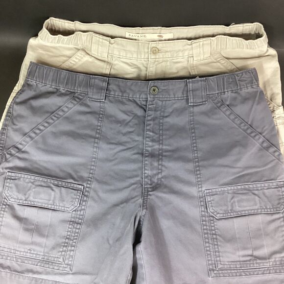 Savane Cargo Shorts-Men's Sz 36-Beige & Gray-Lot Of 2-Cotton/Polyester-6.5" Inse - Picture 1 of 16